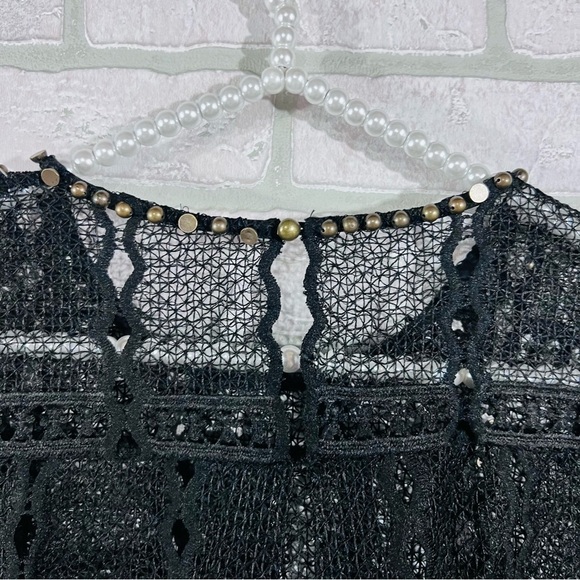 Anthropologie Maeve Auralis Black Lace Top with Grommets Size S - Picture 9 of 10
